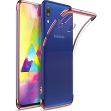 Ceppare Samsung Galaxy M30 Kılıf Köşeleri Lazer Boyalı Şeffaf Silikon Rosegold