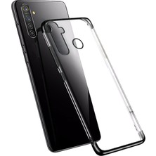 Ceppare Realme 5i Kılıf Köşeleri Lazer Boyalı Şeffaf Silikon Siyah