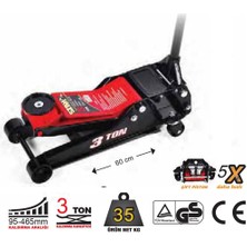 Staxx Power Germany Type 3 Ton Çift Piston  Çelik Şase Düşük Profil Oto Tamirci Krikosu Max 47 cm