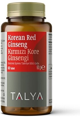 Talya KOREAN RED GINSENG Kırmızı Kore Ginsengi Ekstresi İçeren Takviye Edici Gıda