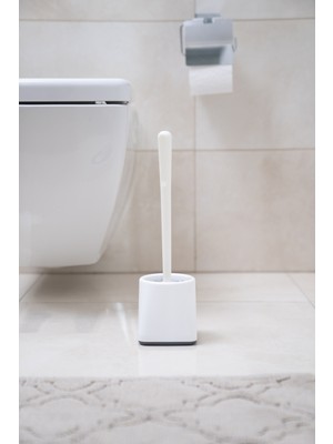 Ata Home Silikon Wc Tuvalet Banyo Fırçası Klozet Fırçası Beyaz-Gri Kare