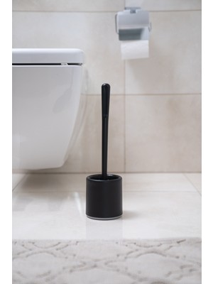 Ata Home Silikon Wc Tuvalet Banyo Fırçası Klozet Fırçası Beyaz-Gri Oval