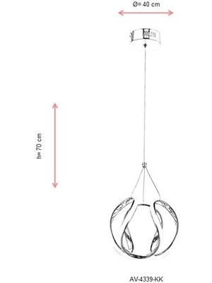 Avonnı AV-60335-KK Krom Kaplama Modern Avize LED Metal Pleksi 40CM