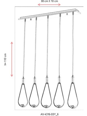 AVONNI AV-60312-5SY Sarı Kaplama Modern Avize G9 Metal Cam 80x10cm