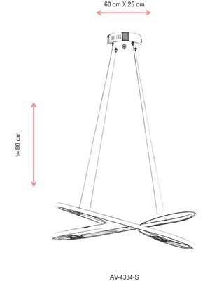 AVONNI AV-60330-S Sarı Kaplama Modern Avize LED Metal Silikon 60x25cm