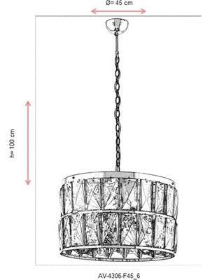 AVONNI AV-60302-F45 Siyah Boyalı Klasik Avize E14 Metal Kristal 45cm