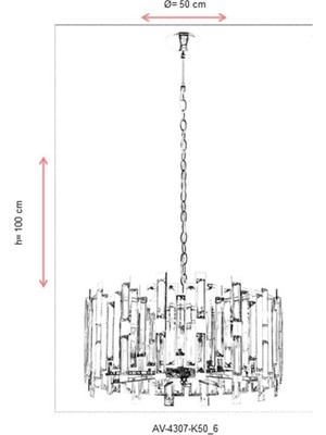 AVONNI AV-60303-K50 Krom Kaplama Klasik Avize E14 Metal Kristal 50cm