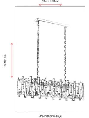 AVONNI AV-60303-S30X90 Sarı Kaplama Klasik Avize E14 Metal Kristal 90x30cm