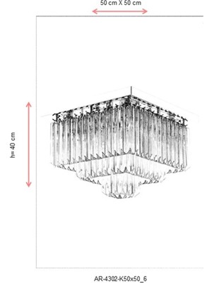 AVONNI AR-60298-K50X50 Krom Kaplama Klasik Avize E14 Metal Kristal 50x50cm