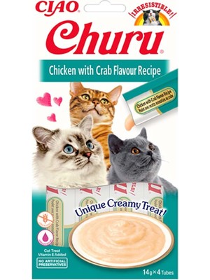 Twin Churu Ciao Churu Cream Tavuklu ve Yengeçli Kedi Kreması 4x14 Gr