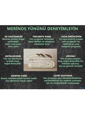 Evene Yün Yorgan Tek Kişilik Serin Tutucu Terletmeyen Organik Merinos Yünü El Dikişli Antialerjenik 1 Kişilik