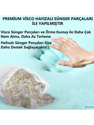 Evene Visco Yastık Visko Uyku Yastığı Premium Kılıflı Dolgun % 100 Visco Sünger