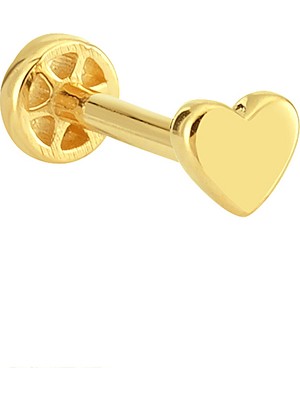 Dianora Piercing 14 Ayar Altın Kalp Minimal Tragus Piercing