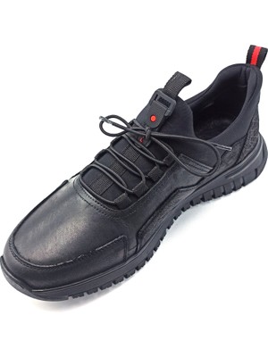 Marcomen Siyah Deri Erkek Casual Ayakkabı