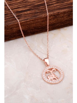 Sümer Telkari Koç Burcu Rose Gümüş  Kolye