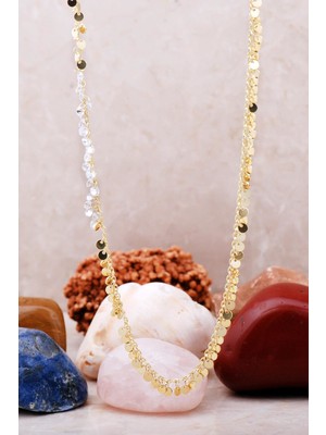 Sümer Telkari Pullu Zirkon Taşlı Altın Yaldızlı Gümüş  Kolye