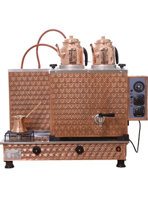 KUTLU TİCARET Sadrazam 2 Demlikli Bakır Çay Kazanı