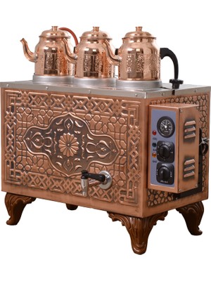 Kutlu Ticaret KUTLU ANTİK 3 DEMLİKLİ BAKIR ÇAY KAZANI (ELEKTRİKLİ)