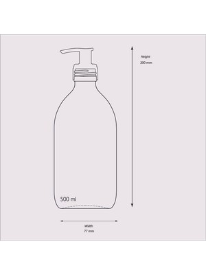Trichi Design 500ML Amber Cam Sıvı Sabunluk Pp Beyaz Etiket Shower Gel, Shampoo ( 2 Adet ) TRCH-539
