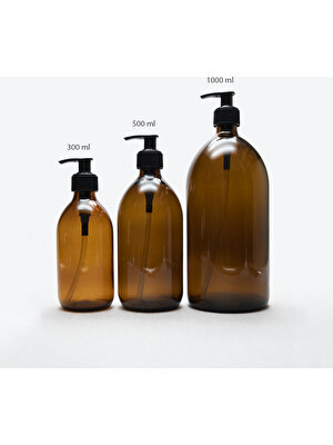 Trichi Design 1000ML Amber Kahverengi Cam Sıvı Sabunluk ( 2 Adet ) TRCH-524