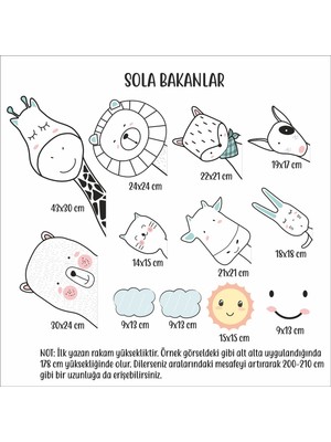 Sticker Ekspres Sola Bakan Sevimli Hayvan Arkadaşlar Çocuk Odası Duvar Sticker Seti