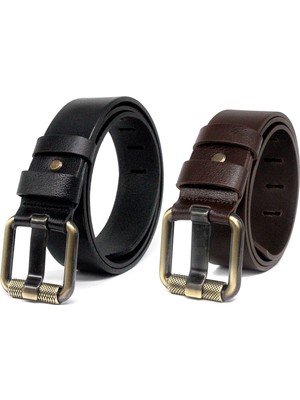 Livize Erkek Deri 4,5 cm Kot Kemeri Ikili