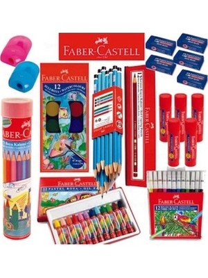 Faber-Castell 9 Parça Okul Paketi Çocuklar İçin Renkli Kalemler ve Boyalar