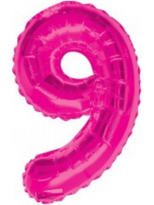Parti Sürprizi Pembe Renk 9 Rakam Folyo Balon 100 cm