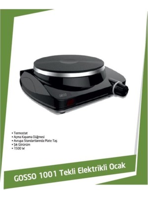 Gosso 1001 1500W Tekli Elektrikli Ocak