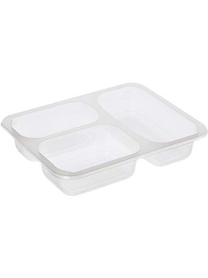 Özge Plastik Özge - 3 Bölmeli Film Yapıştırmalı Gıda Kabı Şeffaf - 400'LÜ