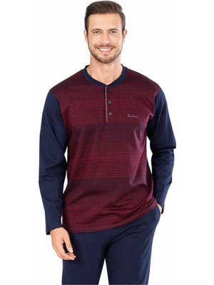 Pierre Cardin  5464 Uzun Kollu Jakarlı Erkek Pijama Takımı-Bordo