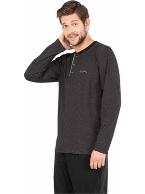 Pierre Cardin  5656 Uzun Kollu Pamuklu Erkek Pijama Takımı-Siyah