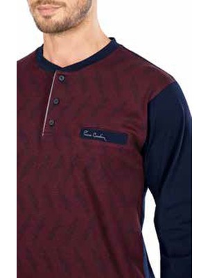 Pierre Cardin  5470 Uzun Kollu Jakarlı Erkek Pijama Takımı-Bordo