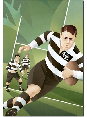 Cakatablo Ahşap Tablo Amerikan Futbol Oyuncuları Yeşil Zemin