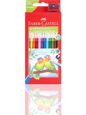 Faber-Castell Üçgen Kuru Boya Kalemi 12'li + Kalemtıraş