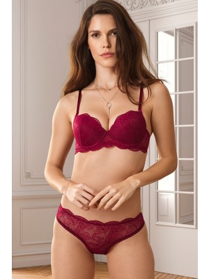 Pierre Cardin 4796 Milan Bordo Renk Sütyen Takımı Nefes Alabilir Kumaş ile Günlük Kullanıma Uygun