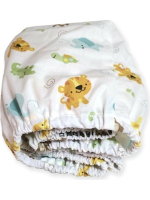 Bebek Özel %100 Pamuklu Bebek ve Çocuk Lastikli Çarşaf Safari Desen 90 x 190 cm