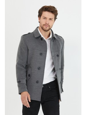 Mero Life Erkek Kemerli Kaşe Kaban Trenç Model
