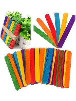 Sert Kırtasiye Ahşap Geniş Renkli Dil Çubuğu Abeslang 50'li Paket