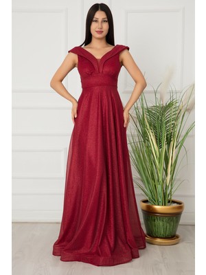 Kalopya Ruby 13280 Simli Tül Uzun Elbise