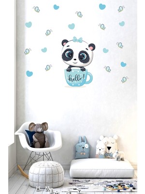 BK Decor Fincan Içindeki Sevimli Panda Çocuk Odası Duvar Sticker