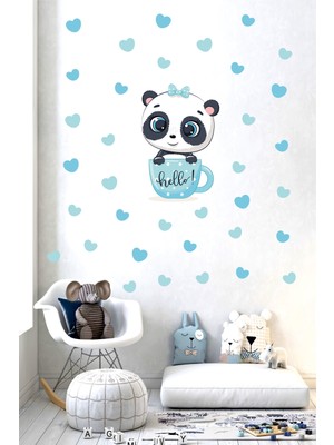 BK Decor Fincan Içindeki Sevimli Panda Çocuk Odası Duvar Sticker