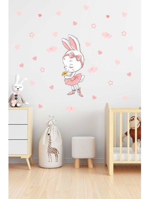 BK Decor Bale Yapan Sevimli Tavşan Çocuk Odası Duvar Sticker