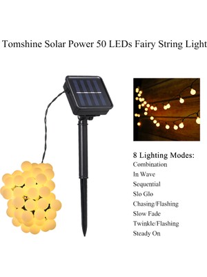 Tomshine Güneş Enerjili 50 Leds Dize Işık IP44 Suya (Yurt Dışından)