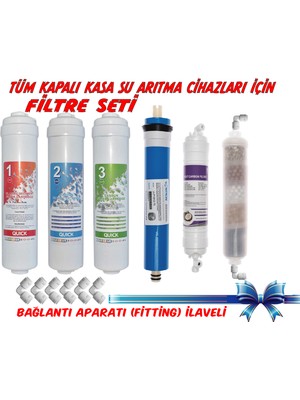 Sulook Kapalı Kasa Su Arıtma Cihazlarına Uyumlu 6'lı Filtre Seti, 10 Aşamalı Vontron Membranlı