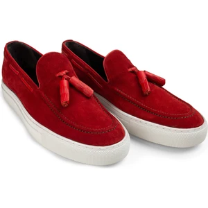 Hakiki Süet Kırmızı Püsküllü Erkek Sneaker