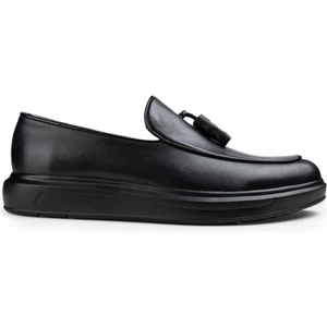 Hakiki Deri Siyah Püsküllü Comfort Erkek Loafer