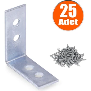 Mobilya Dolap Köşe Bağlantı Sabitleme L Demir Gönye 35X35X15 mm (25 Adet)