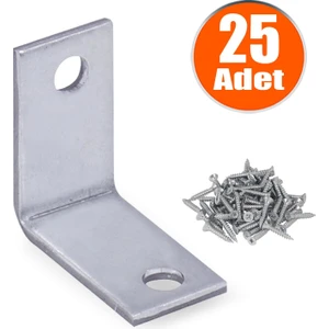 Mobilya Dolap Köşe Bağlantı Sabitleme L Demir Gönye 25X25X15 mm (25 Adet)