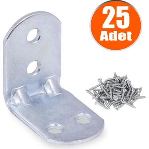 Mobilya Dolap Köşe Bağlantı Sabitleme L Demir Gönye 30X30X22 mm (25 Adet)